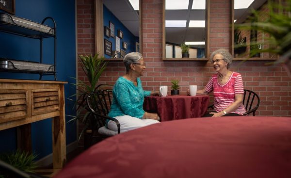 Parkway Village residents in coffee shop.