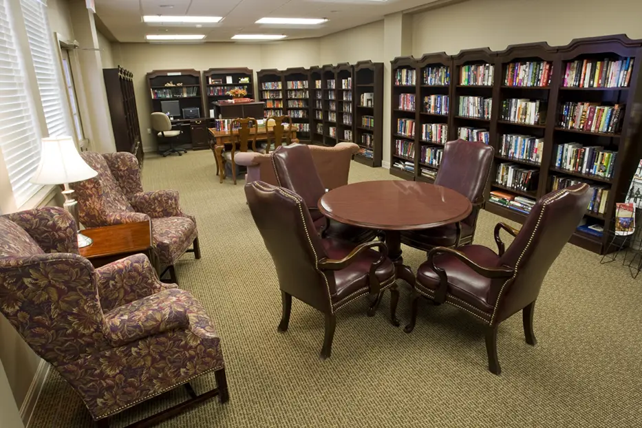 A library with tables