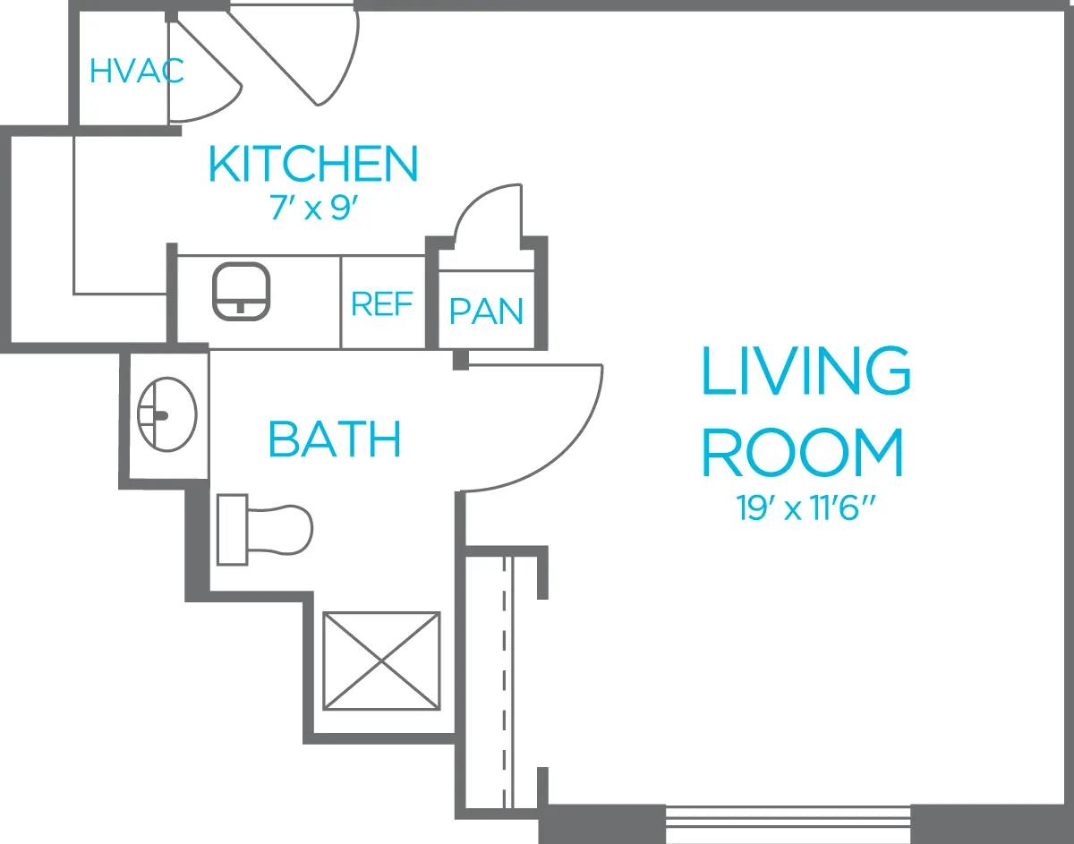 Assisted Living Studio Apartment floor plan