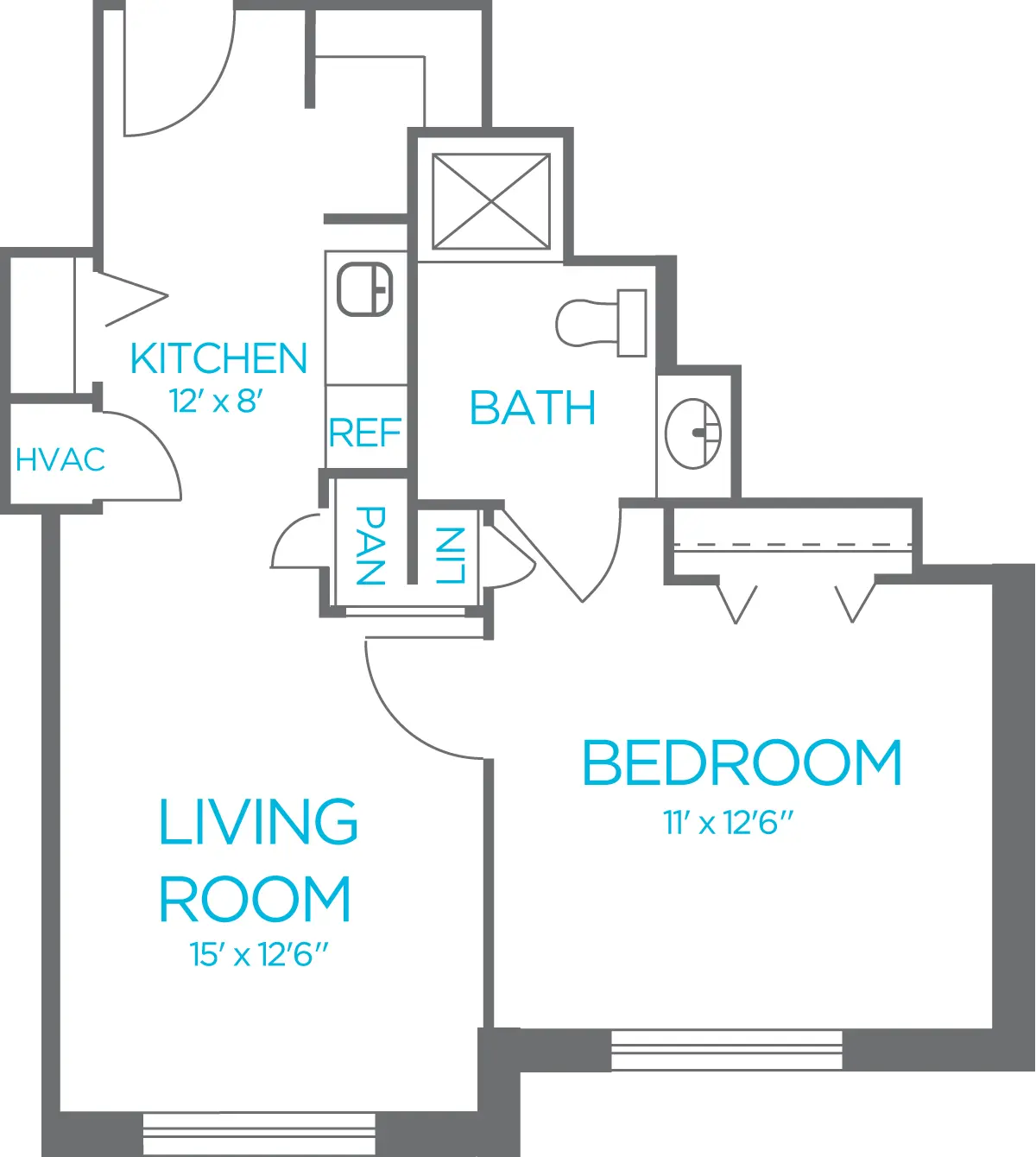 Assisted Living One Bedroom Apartment floor plan