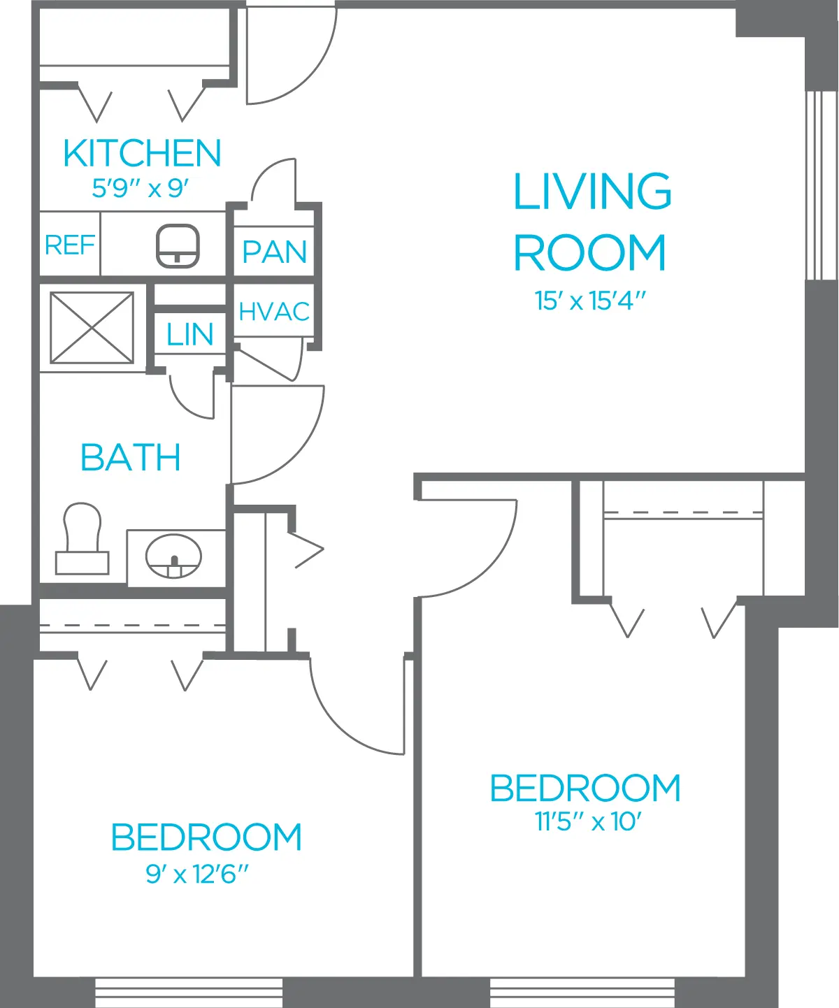 Assisted Living Two Bedroom Apartment floor plan
