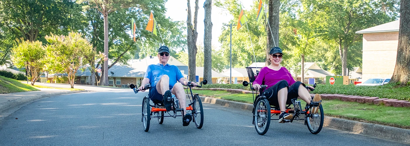 Residents riding bicycles
